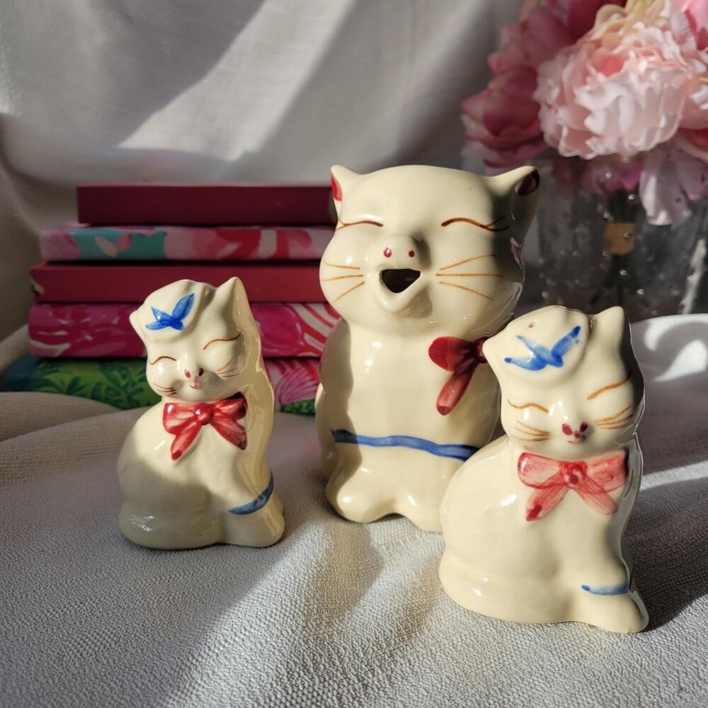 Shawnee Pottery "Puss 'n Boots" Vintage Creamer with Salt & Pepper Shakers
